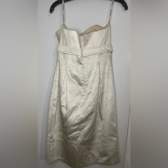David’s Bridal Strapless Dress Cream and Shimmering w/ Gold Button Detail-Size 4 - Picture 3 of 8